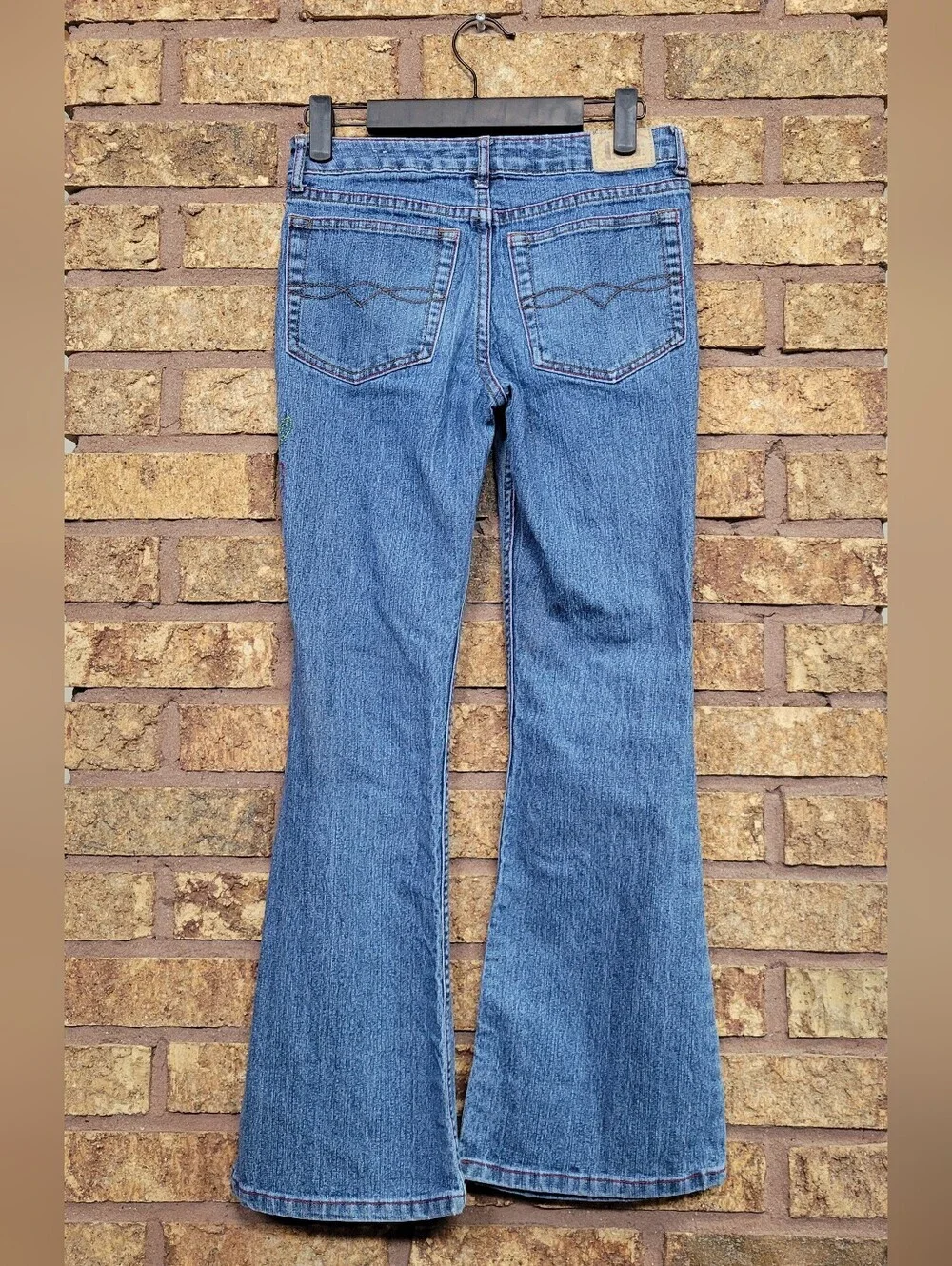 lei Flared Floral Embroidered Denim Jeans Size 12 Stretch